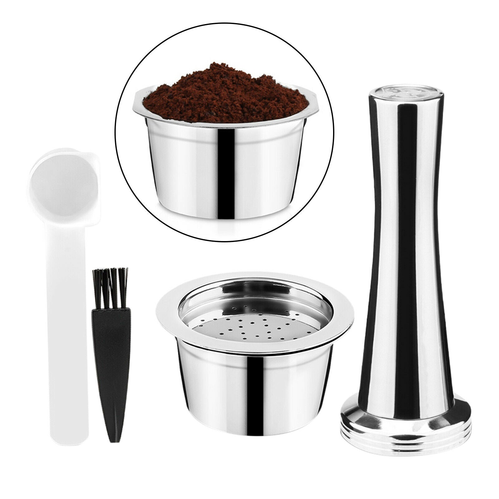 Metal Reusable Coffee Capsule Pod Cup Brush Fit for ALDI Expressi K FEE