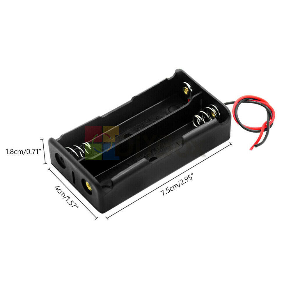2 x 2 Slot 18650 3.7V Battery storage Holder Case Box plastic With Wire Leads
