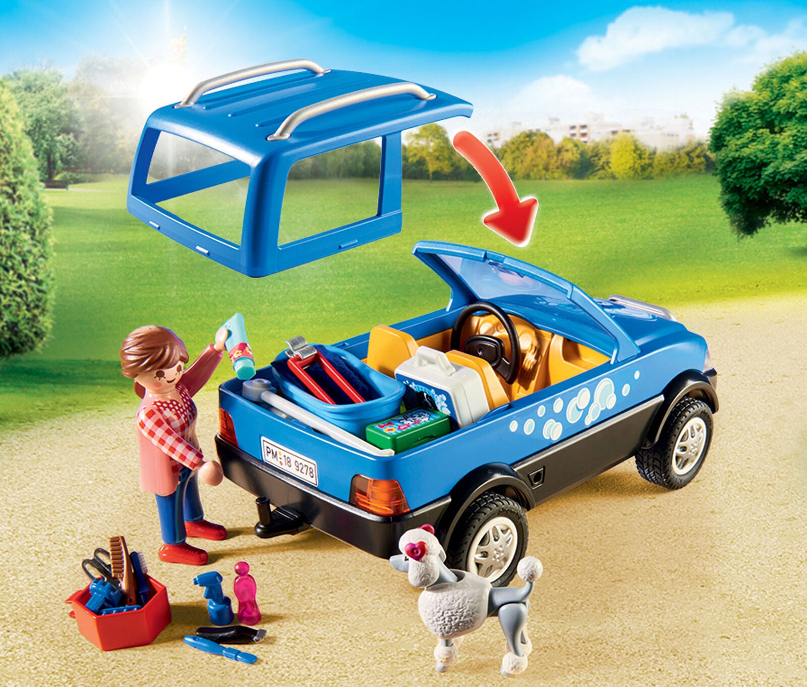 9278 Playmobil Mobile Pet Groomer with Removeable Roof City Life Suitable for ag