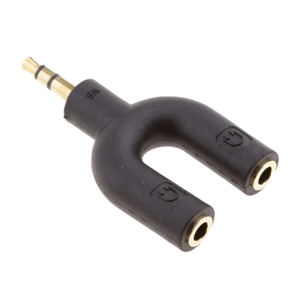 2Packs 3.5mm Double Jack Y Audio Splitter Headphone Adapters for Phone Mp3 Black