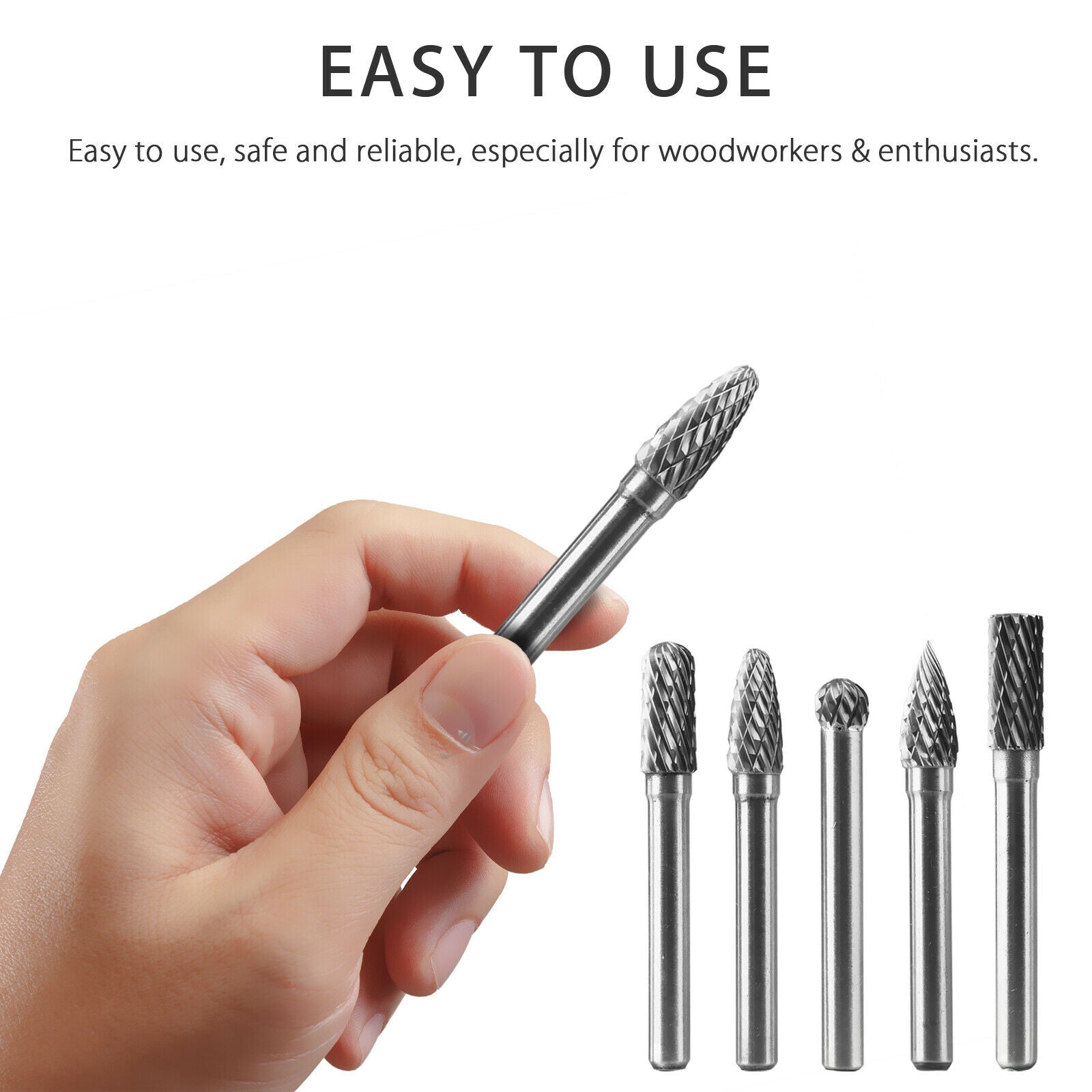 5X Electric Rotary Cutter Head Set Grinder Bit Tool Tungsten Carbide Burrs Shank