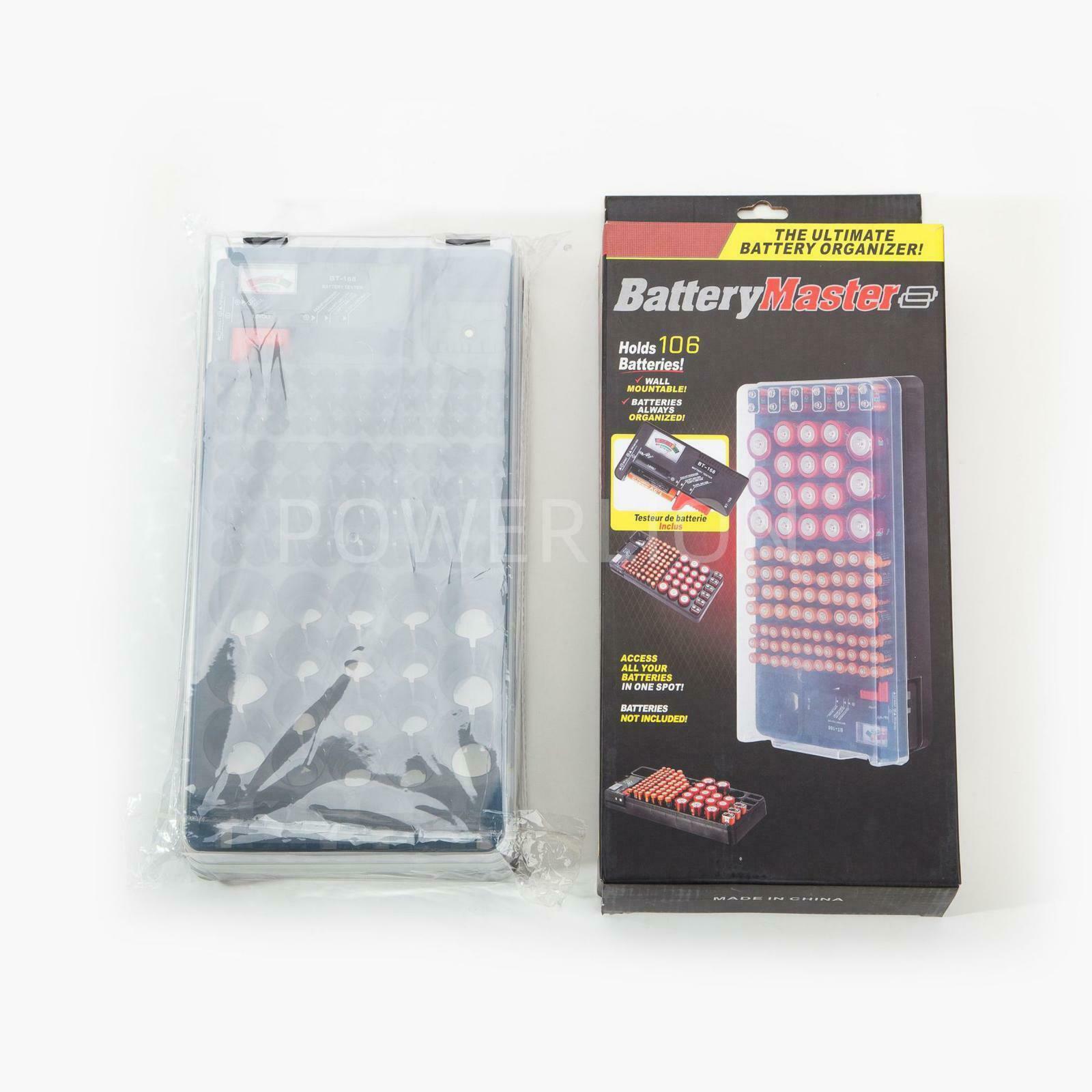 BT-106 Battery Organizer Storage Case Box with Tester Durable For Rack Shelf