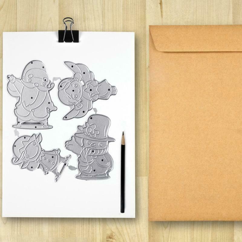 4 in 1 Christmas Figures Metal Cutting Die Decorative Embossing Cutting Stencil