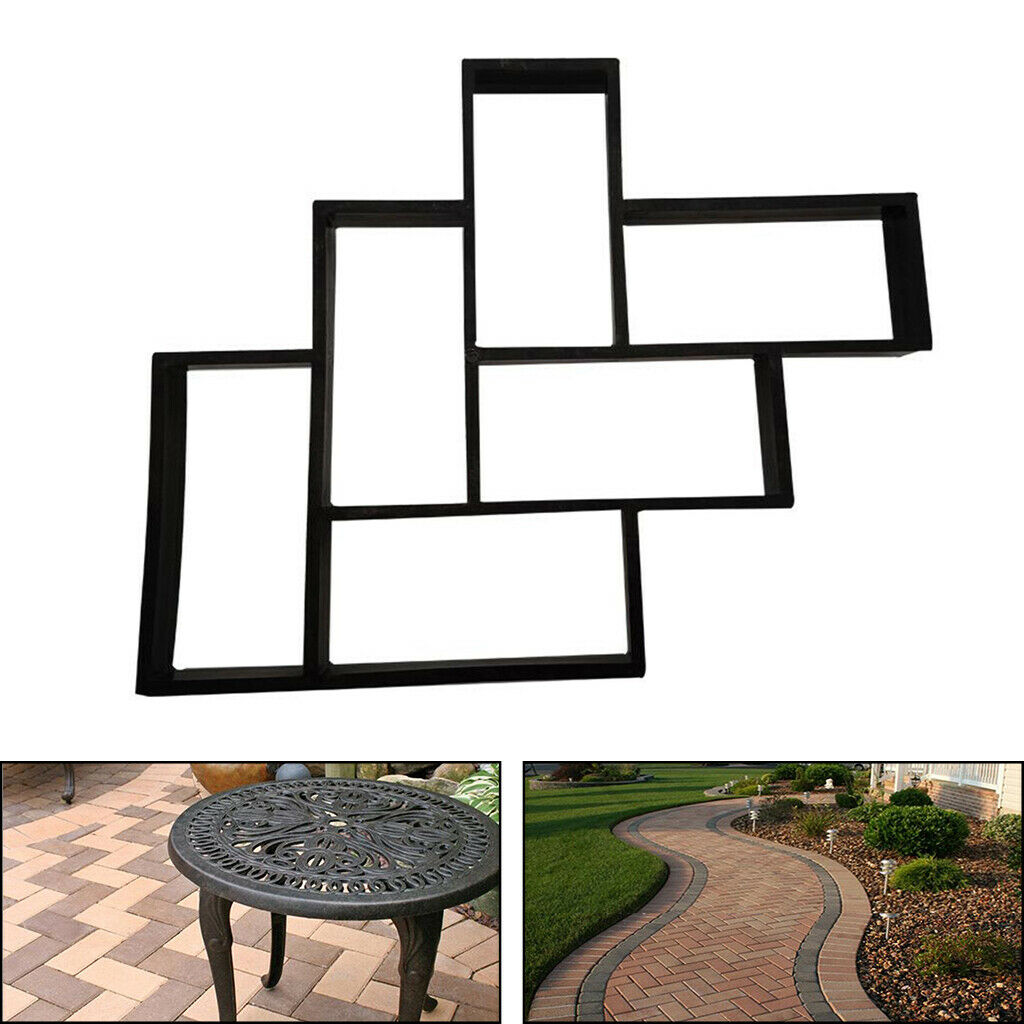 Garden Path Paving Pavement Mold DIY Step Stone Walkway Maker Mould Black