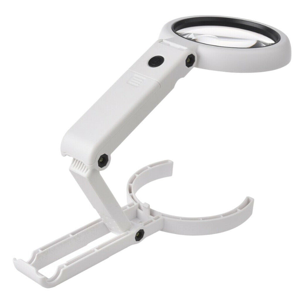 Folding Eight-LED Lighted 5X 10X Magnifier Magnifier Loupe for Coins Maps