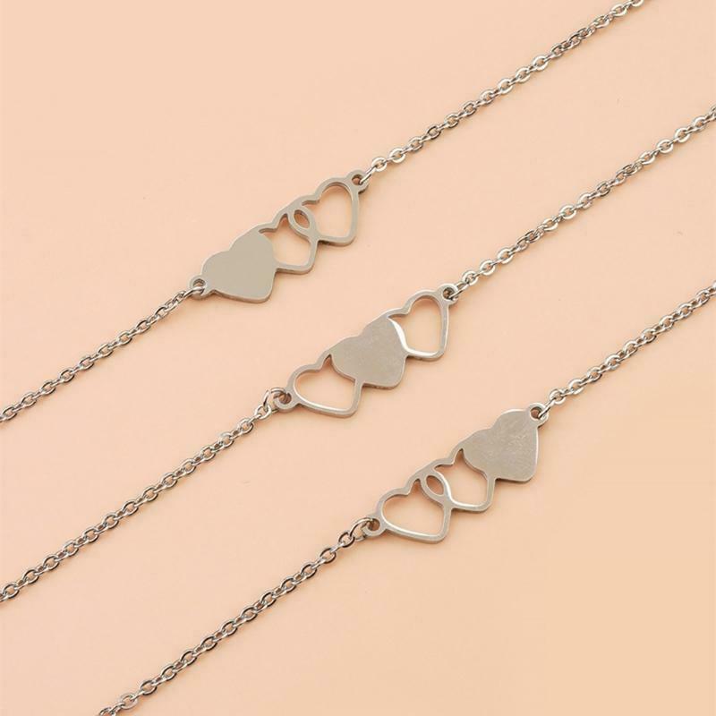 Creative Stainless Steel Heart-shaped Card Bracelet 3-piece Set for Friends