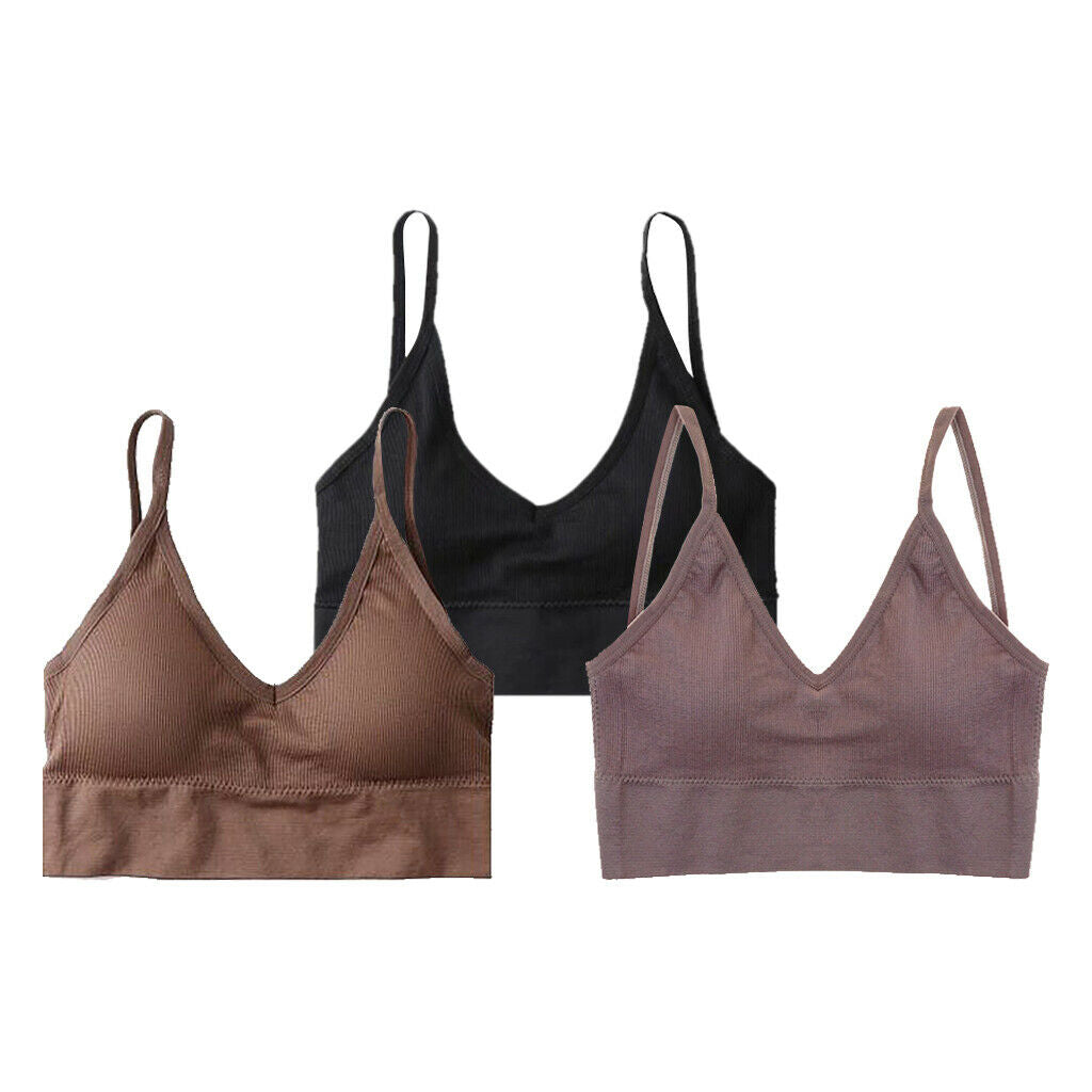 3pcs Women's Sexy Padded Bralette Seamless Comfort Bra Camisole Crop Top