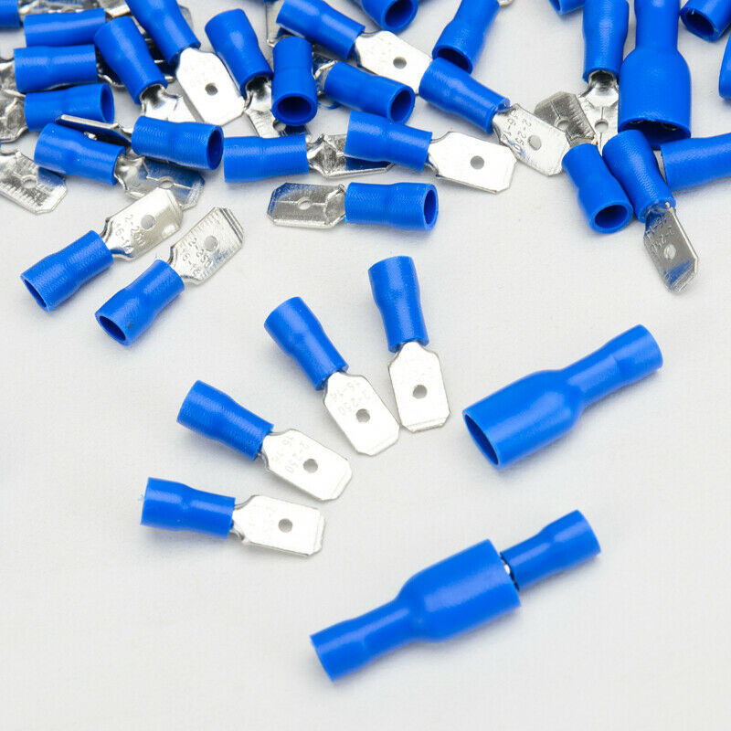 100Pcs Male & Female Insulated Spade Wire Crimp Terminal Cable Connector Kit