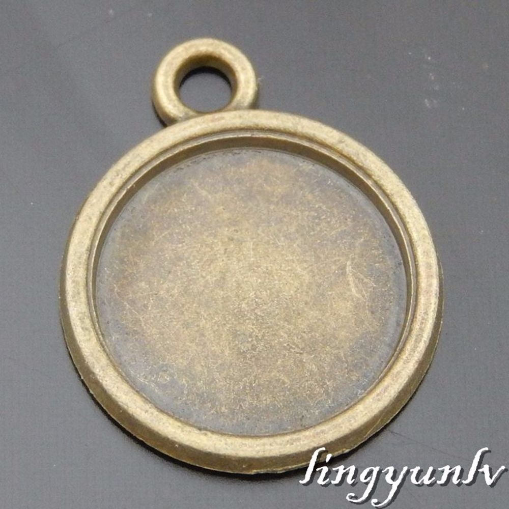 20 pcs Antiqued Bronze Alloy Round Base Setting Tray 11mm DIY Pendant Charm