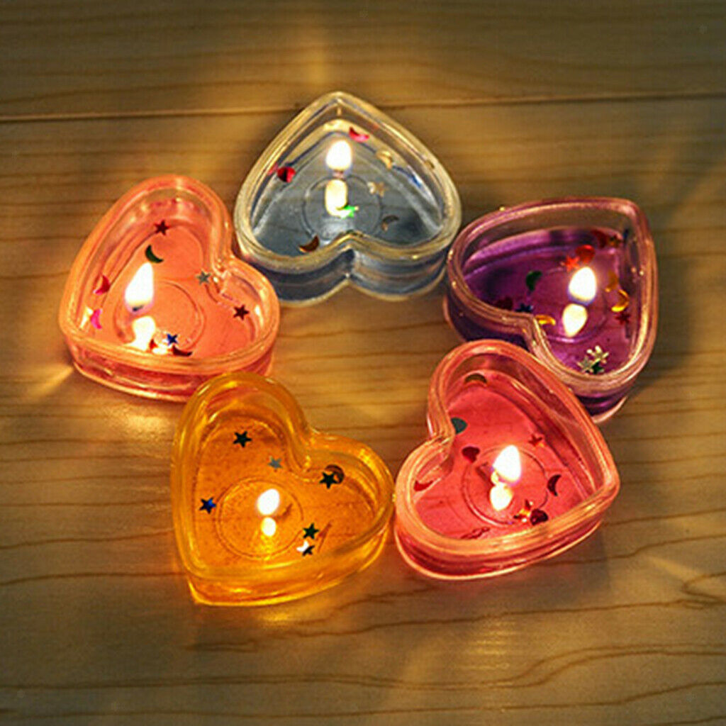 10x Clear Heart Shape Tea Light Cups Wax Container Decor DIY Crafts Making