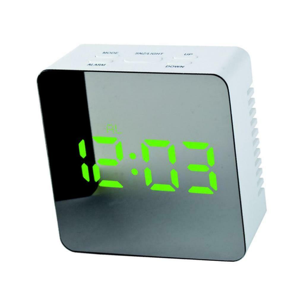 Set of 2 Digital Alarm Clock LED Snooze for Travel Bedroom Students Green