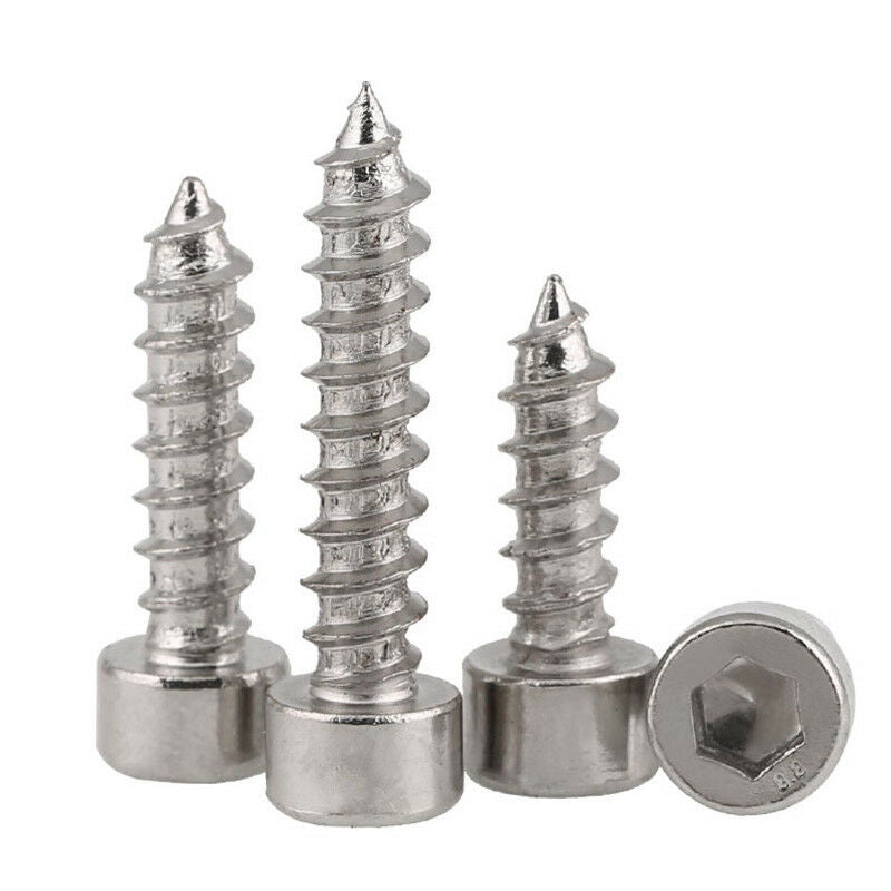 40Pcs M2 Hex Socket Cap Self Tapping Screws Kit-Grade 8 Ni-Plated | L5~10mm