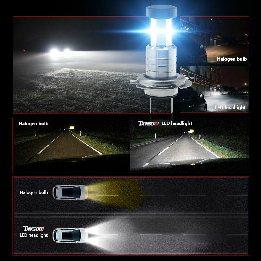 M7 MAX H7 6000K White 55W 13000LM Car LED Bulbs Headlights Set Kit