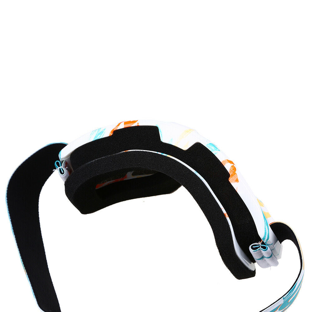 Ski Goggles Glasses Single layer lens UV 400 White & Blue Frame Green LenslZ26sj
