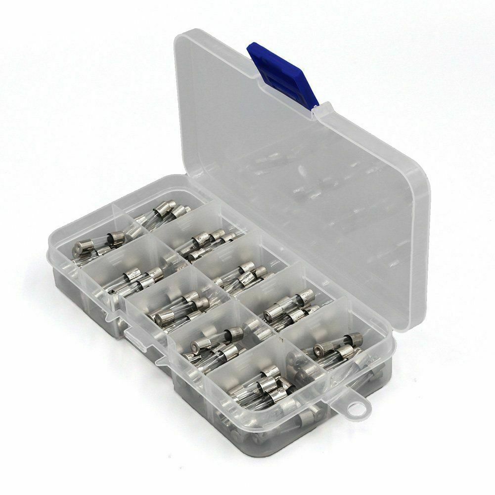 5x20mm Slow/Fast-Blow Glass Tube Fuses Assorted Box Kit 0.5A-10A 100pcs