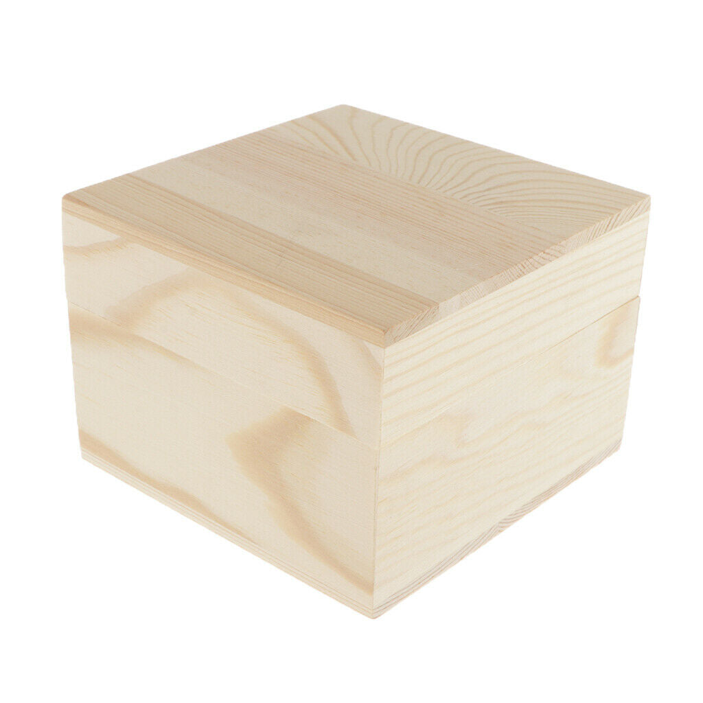 Natural Wooden Jewelry Box Square Keepsake Chest Box Storage Treasure Case