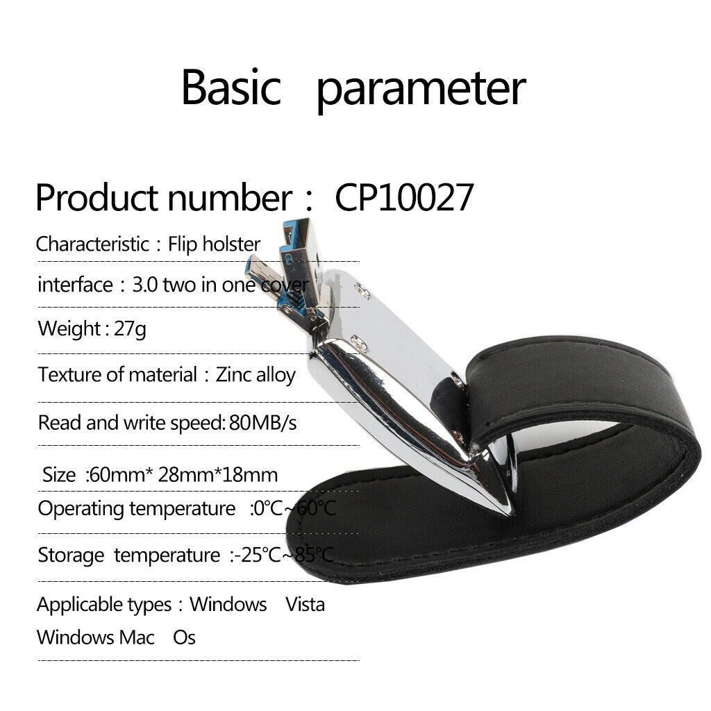 Mini Flip Holster USB 3.0 & Micro USB Flash Drive Dual Pen Drive U Disk 64GB
