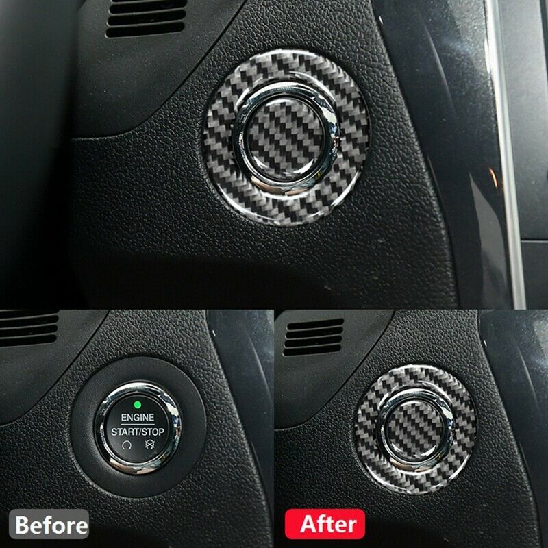 Car Engine Start Push Button Decoration Trim Carbon Fiber for Ford Explorer 20U3