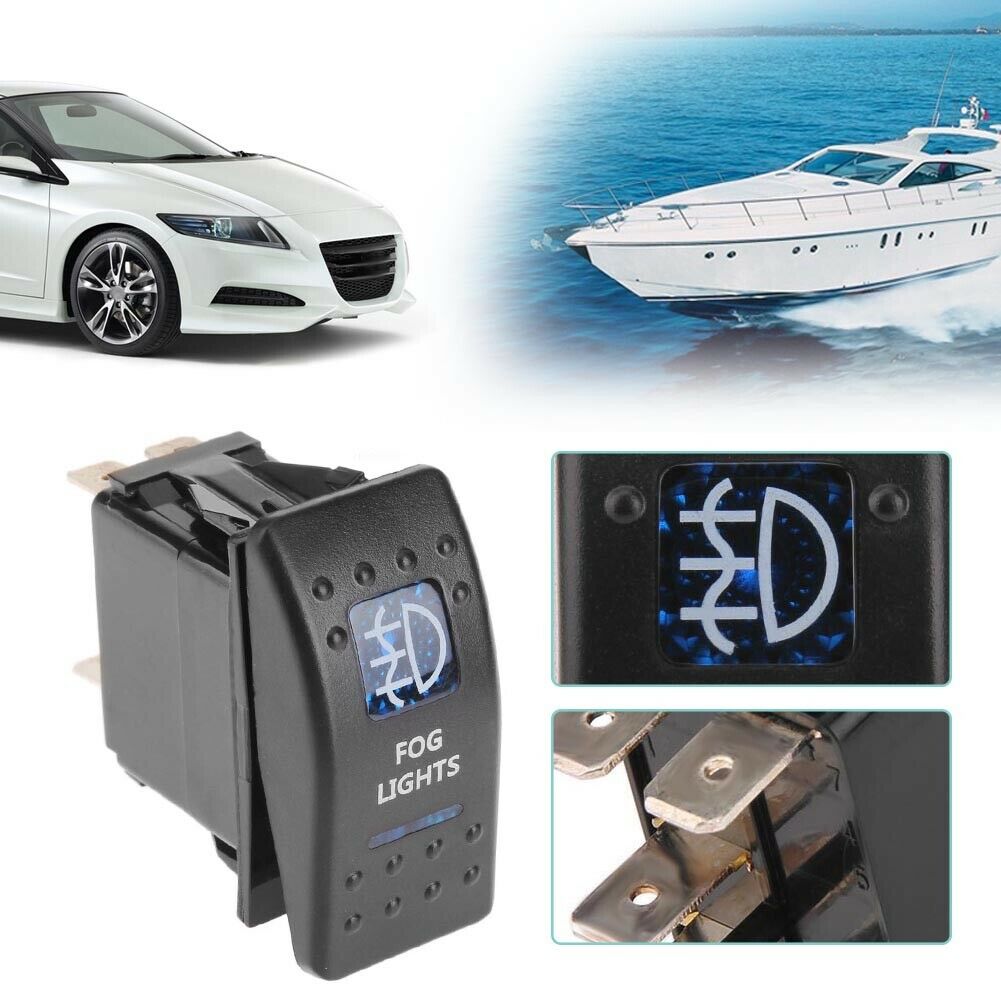IP66 Waterproof Blue LED FOG LIGHTS Rocker Switch 5 Pin for Car RV Boat Yacht