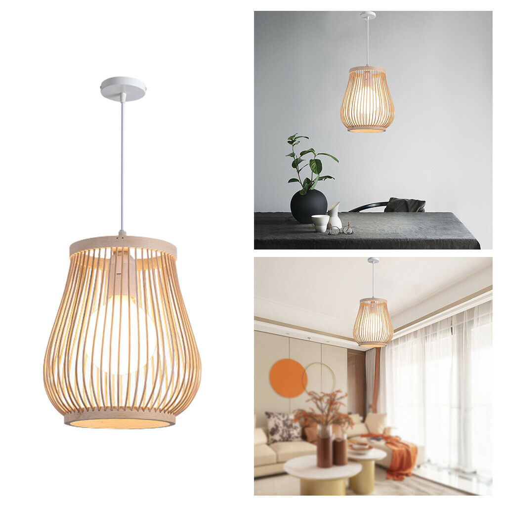 3X Bamboo Wicker Lantern Pendant Light Retro Chinese Style Hanging Ceiling Lamp