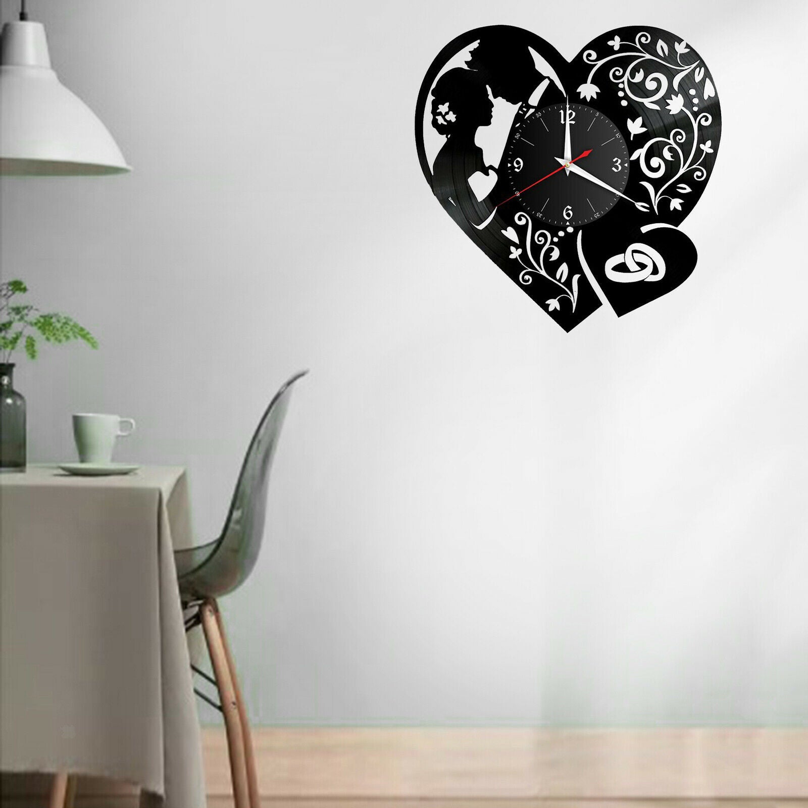 Vinyl Wall Clock Decoration Non Ticking for Kitchen Wedding Anniversary