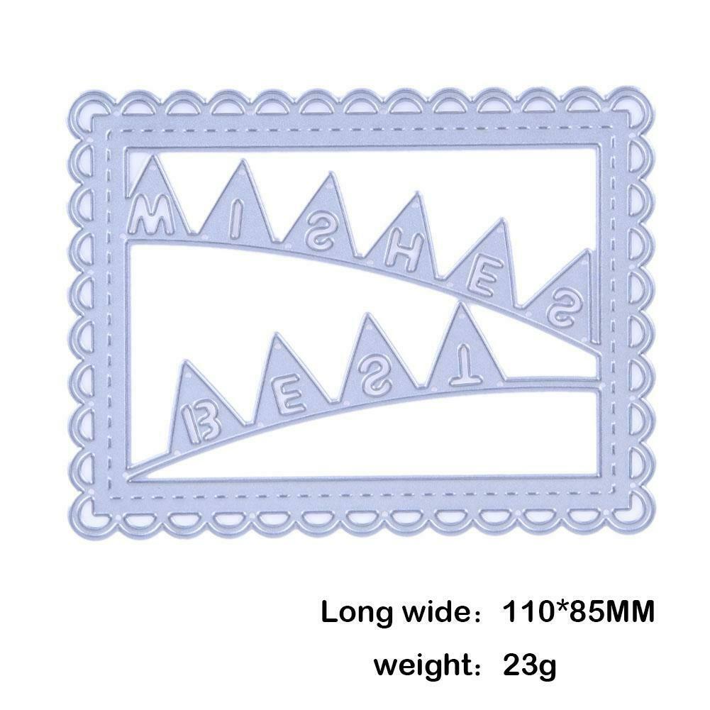 1pc Metal Wish Flags Square Dies Stencil Craft Embossing Cut Die For DIY @