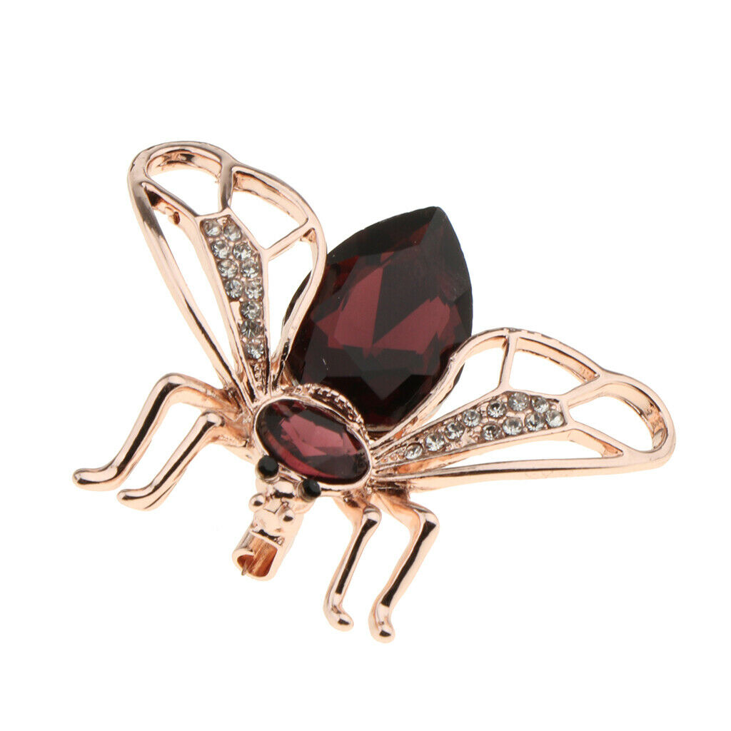2pcs Crystal Rhinestone Insect Bee Brooches Pins For