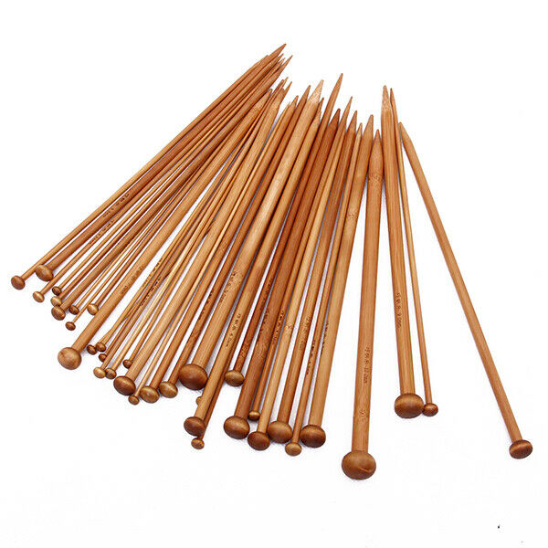 36pcs Set Single Pointed Carbonized Bamboo Knitting Needles Crunch 2mm-10mm