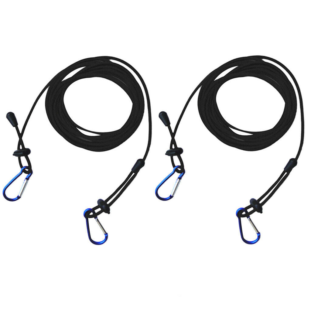 2pcs 12' 4mm Elastic Kayak Canoe Boat Tow Line