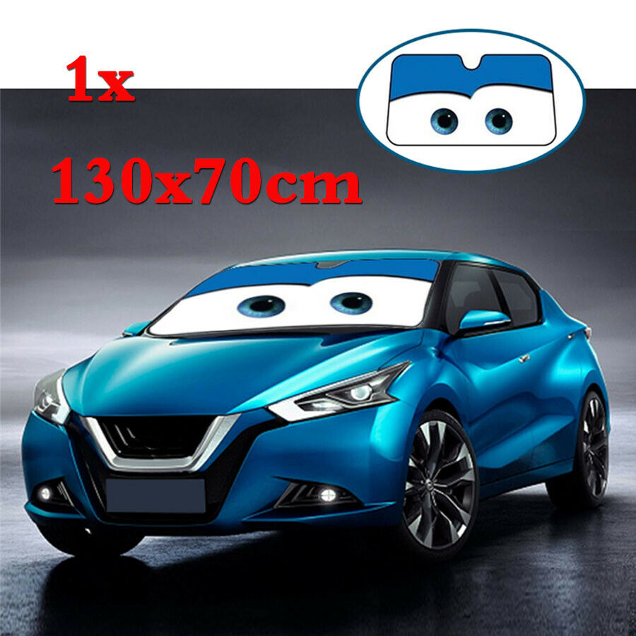 Aluminium Foil 130Ã—70CM Blue Cartoon Big Eye Car Windshield Cover Sunvisor Shade