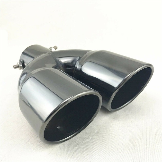 Car Black Stainless Steel Dual Exhaust Tip 2.5" Muffler Tail Pipe Universa 63mm