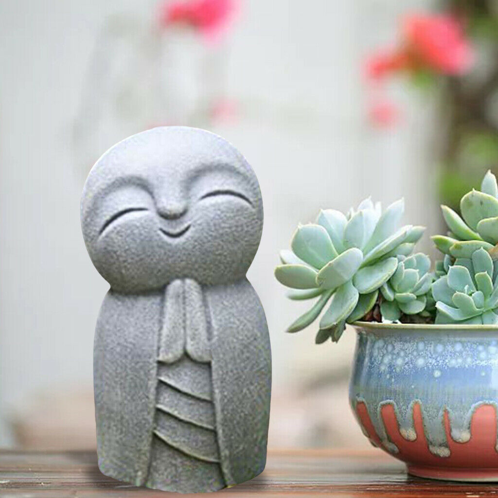 Garden Namaste Praying Volcanic Jizo Japanese Buddha Lucky Statue