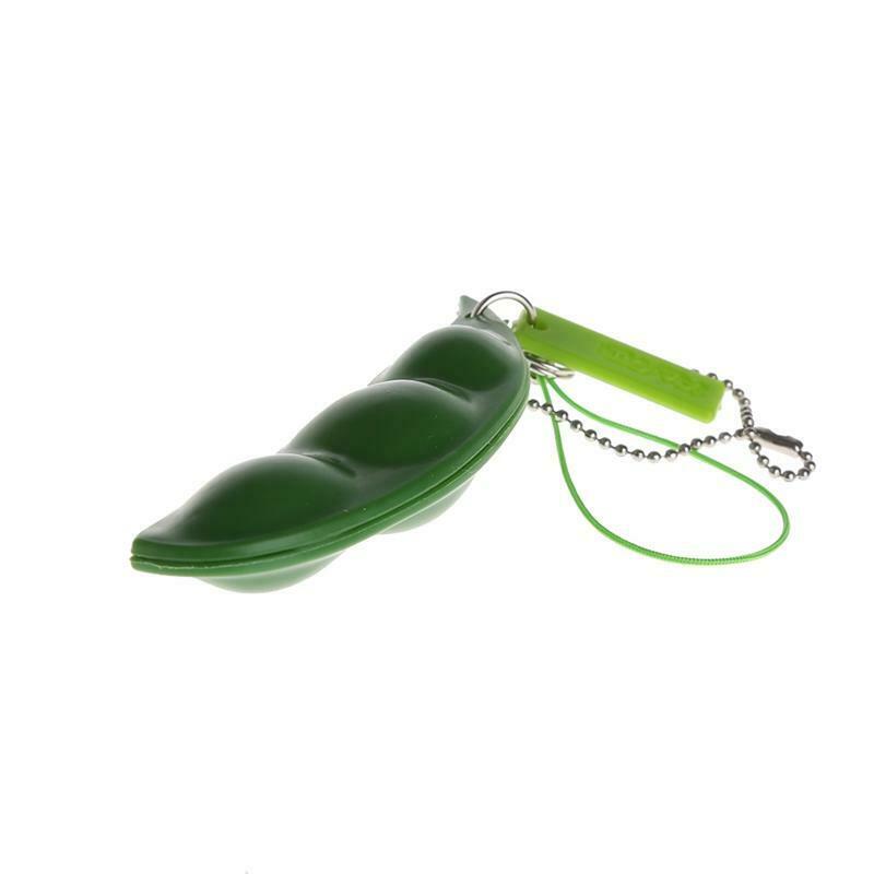 Squeeze-a-Bean Soybean Fidget Vent Toys Stress Relieving Keychain Keyring Gift