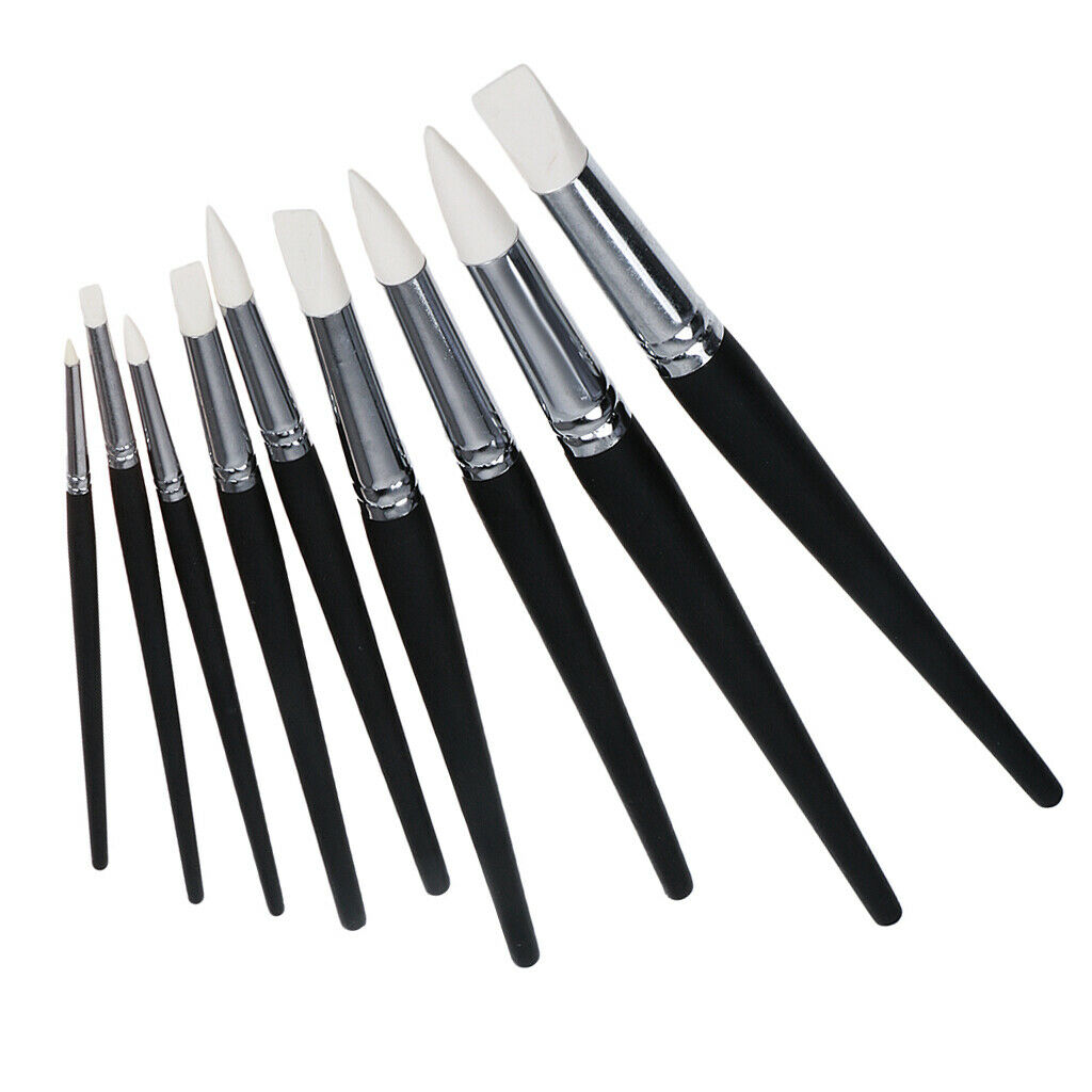 9pc Silicone Rubber Shapers Painting Brush Polymer Clay Sculpting Modelling Tool