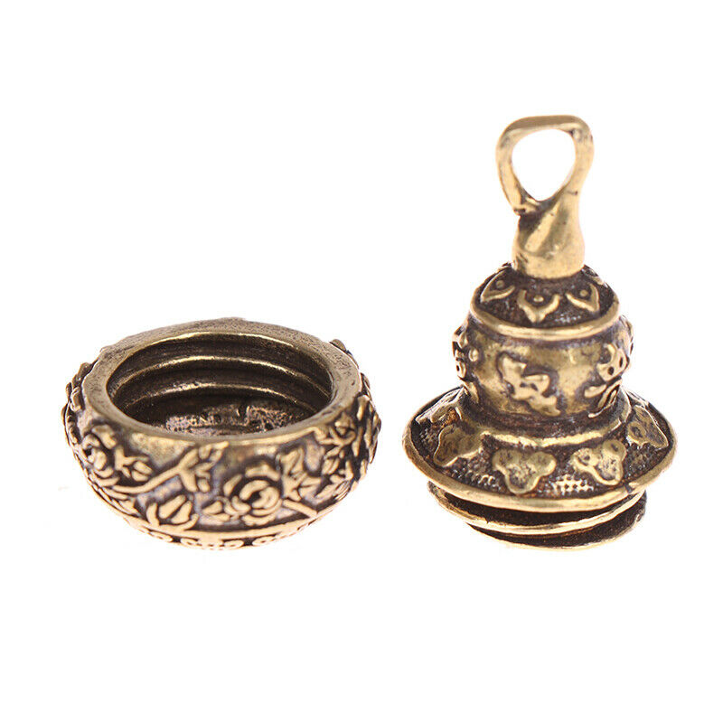 Brass Gourd Lucky Car Key Chain Pendants Pill Box Medicine Case Container.l8