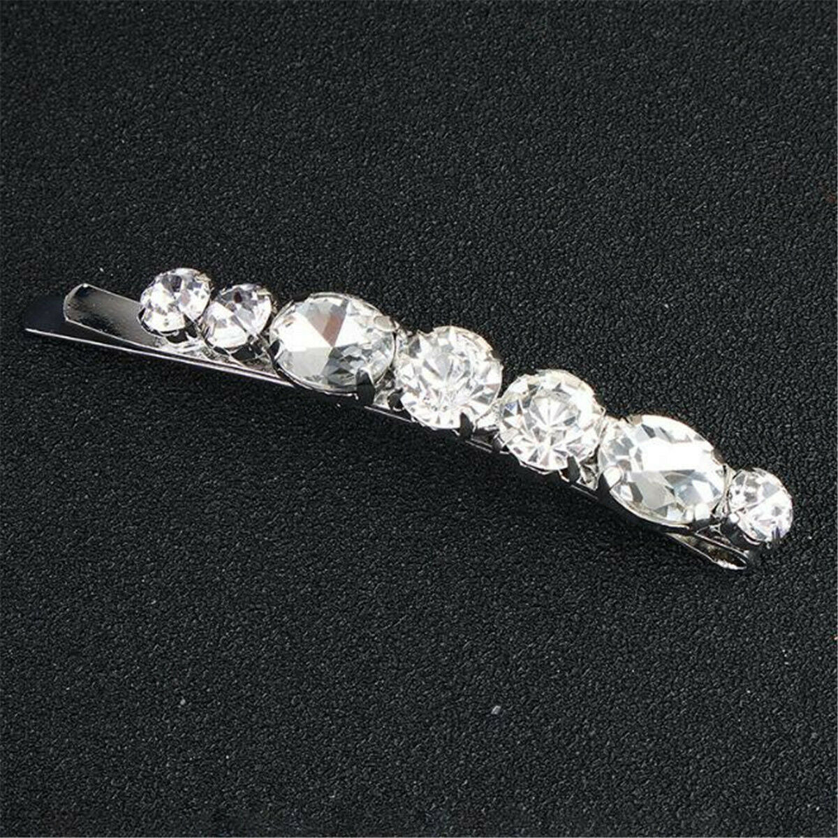 2x Crystal Diamante Barrette Bobby Pins Hair Clips Slides Grip Wedding Headdress