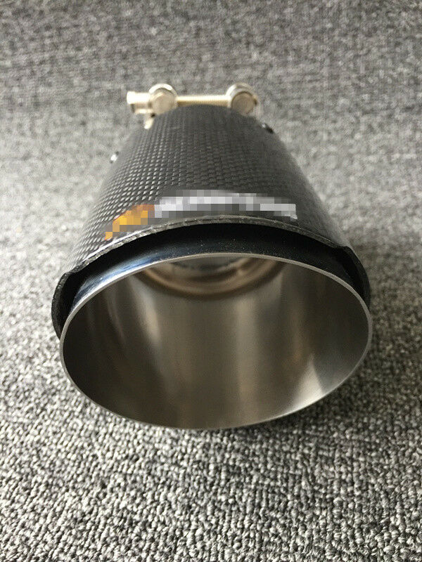 Real Carbon Fiber Steel Exhaust Tip 63MM IN-89MM OUT End Pipe Tip for Auto Car