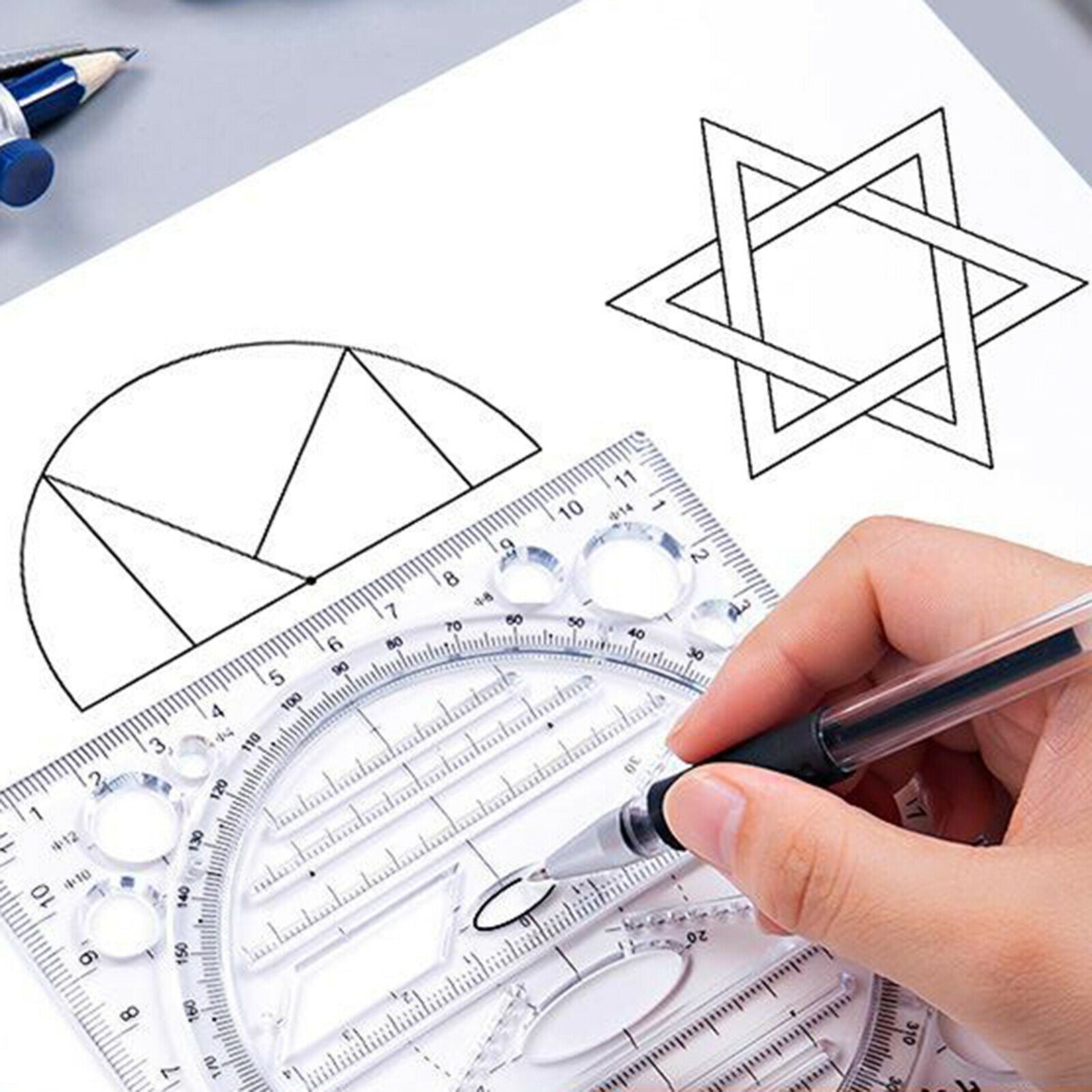 2X Multifunctional Drawing Ruler Geometric Drawing Measuring Tools for Drafting