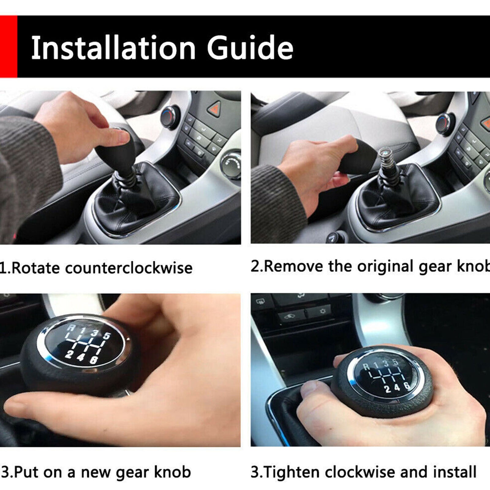 6 Speed Car Manual Gear Shift Knob Shifter Head For Chevrolet Chevy Cruze 08-14
