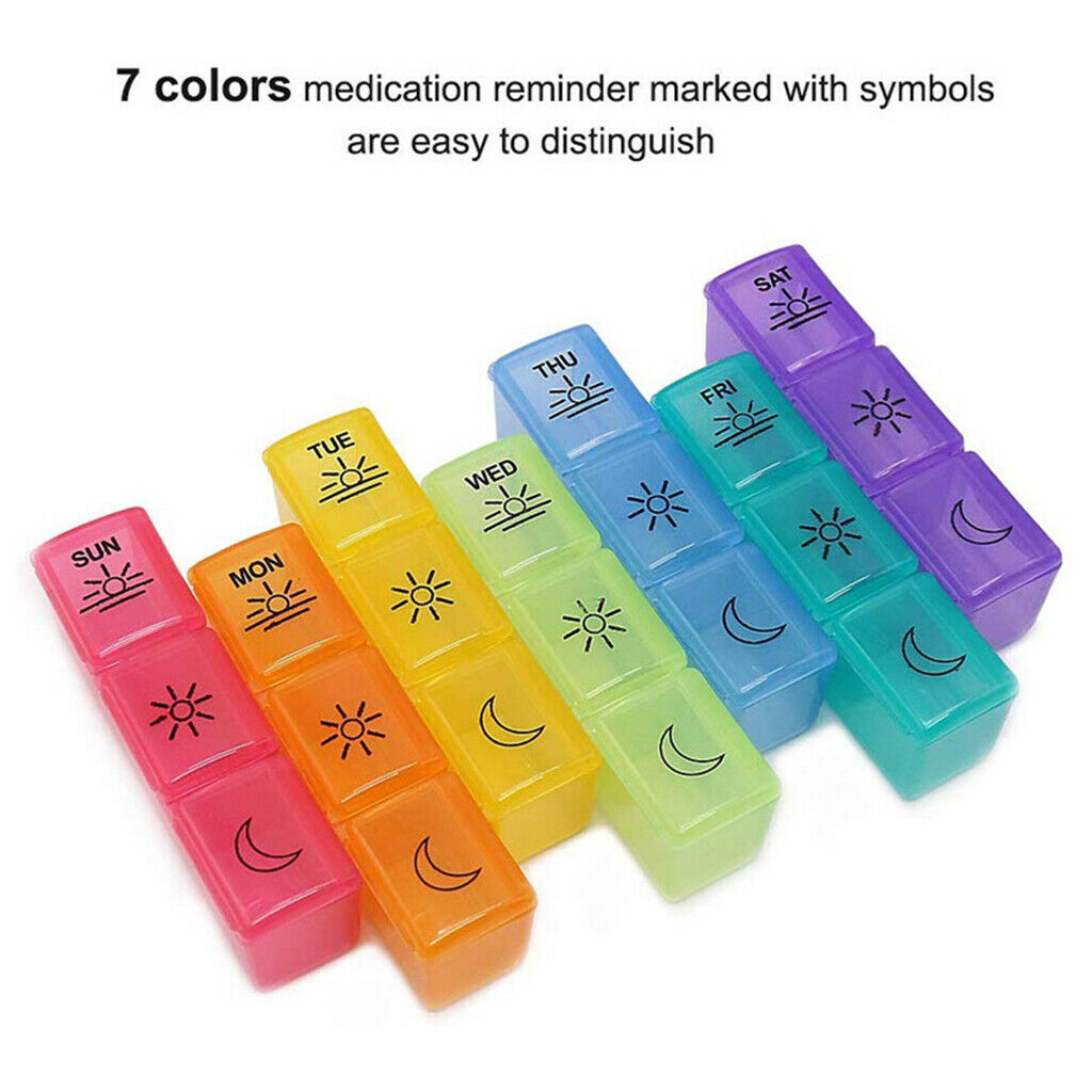 7 Day Pill Dispenser Organizer Travel Fish Oil Box with PU Leather Bag