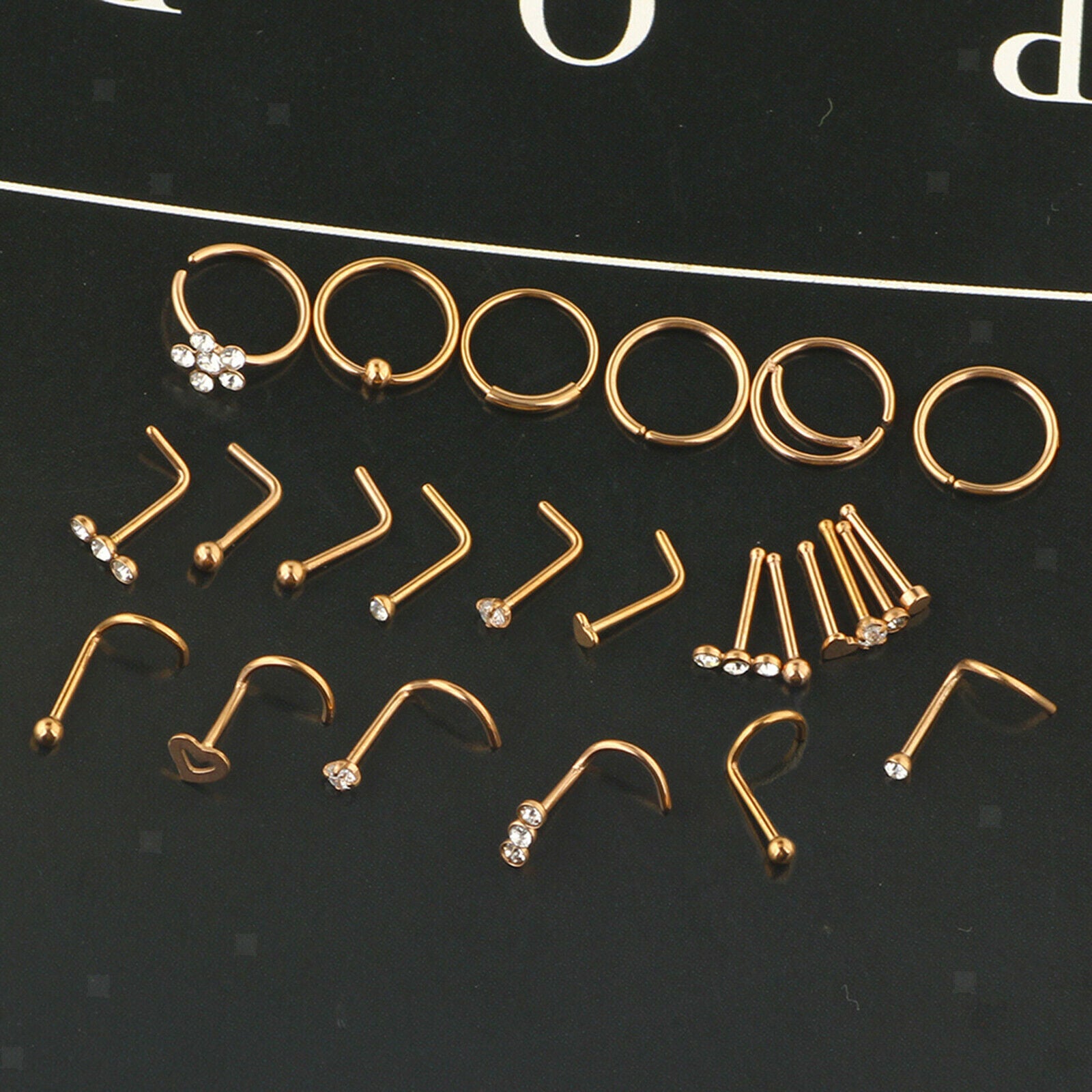 5G Diamond Nose Rings Studs Set Nose Ring Hoop for Women Men Party Vacations