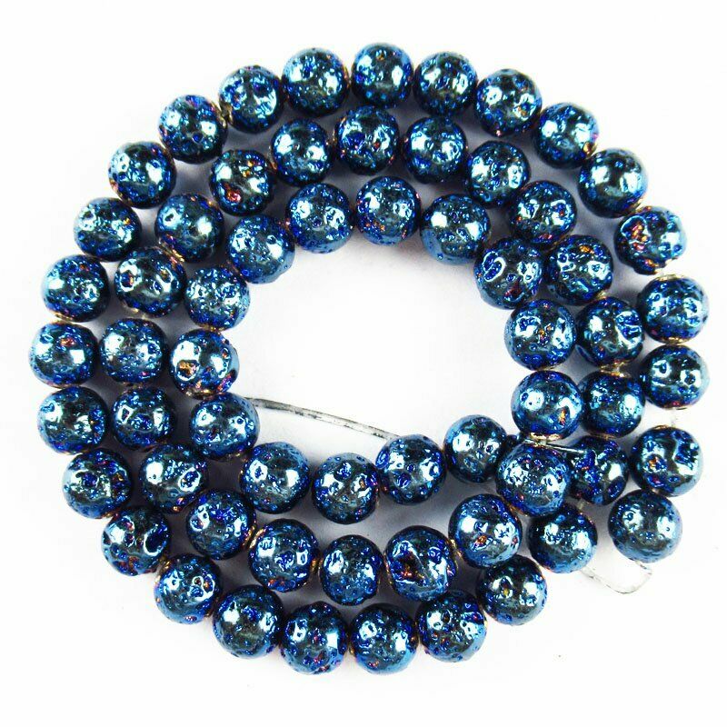 2Strand 6mm Blue Titanium Crystal Agate Druzy Quartz Geode Loose Bead 15.5 "