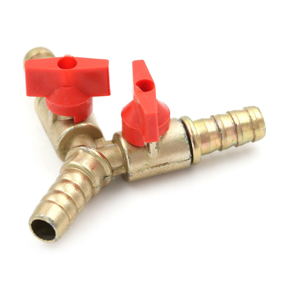 3Way Tee Brass Y Shut off Ball Valve3/8" 10mm Barb Fuel Gas Oil / Valve Cl.l8
