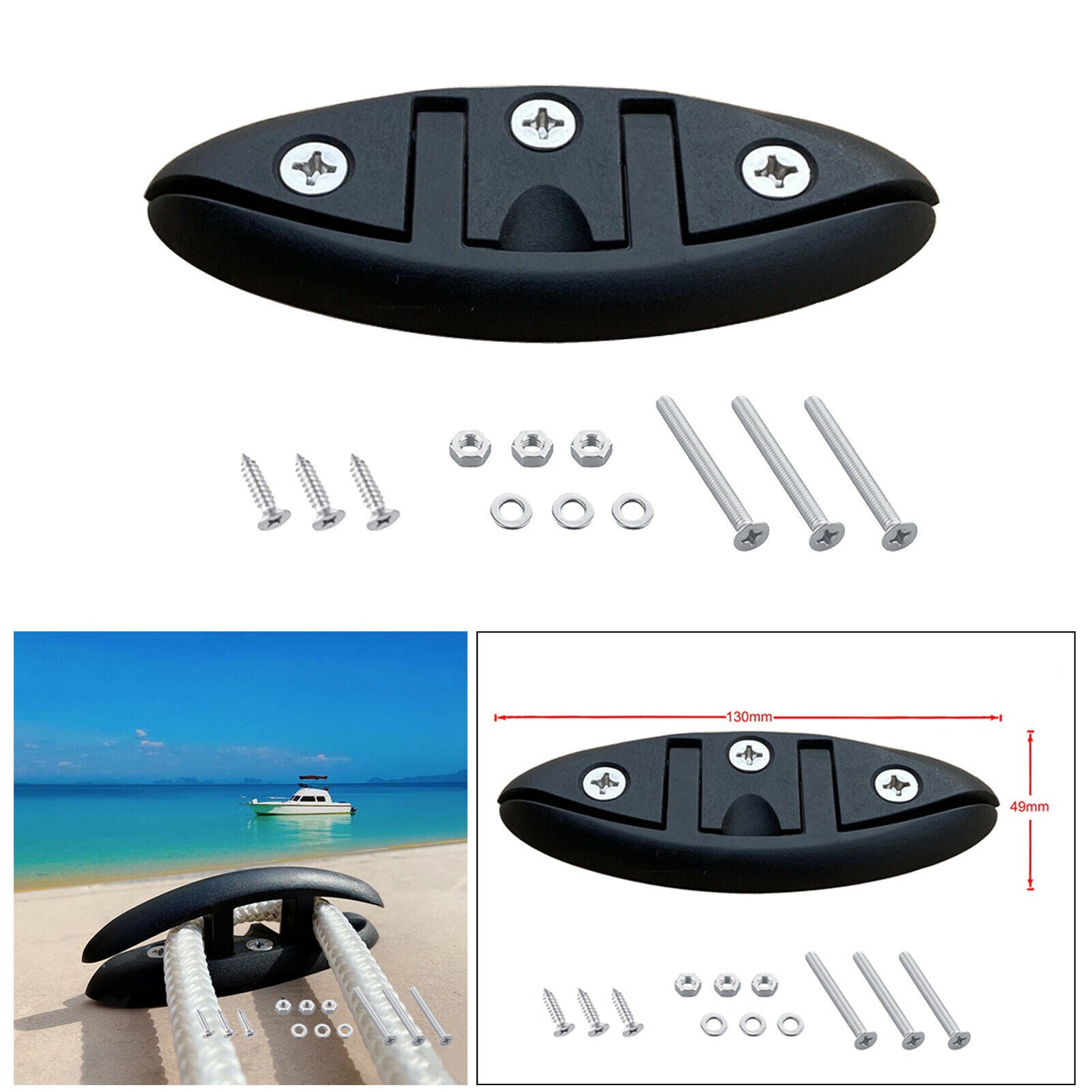 5inch Flip Up Cleat Deck Kayak Fittings w/ Fasteners High Polished 130x49mm