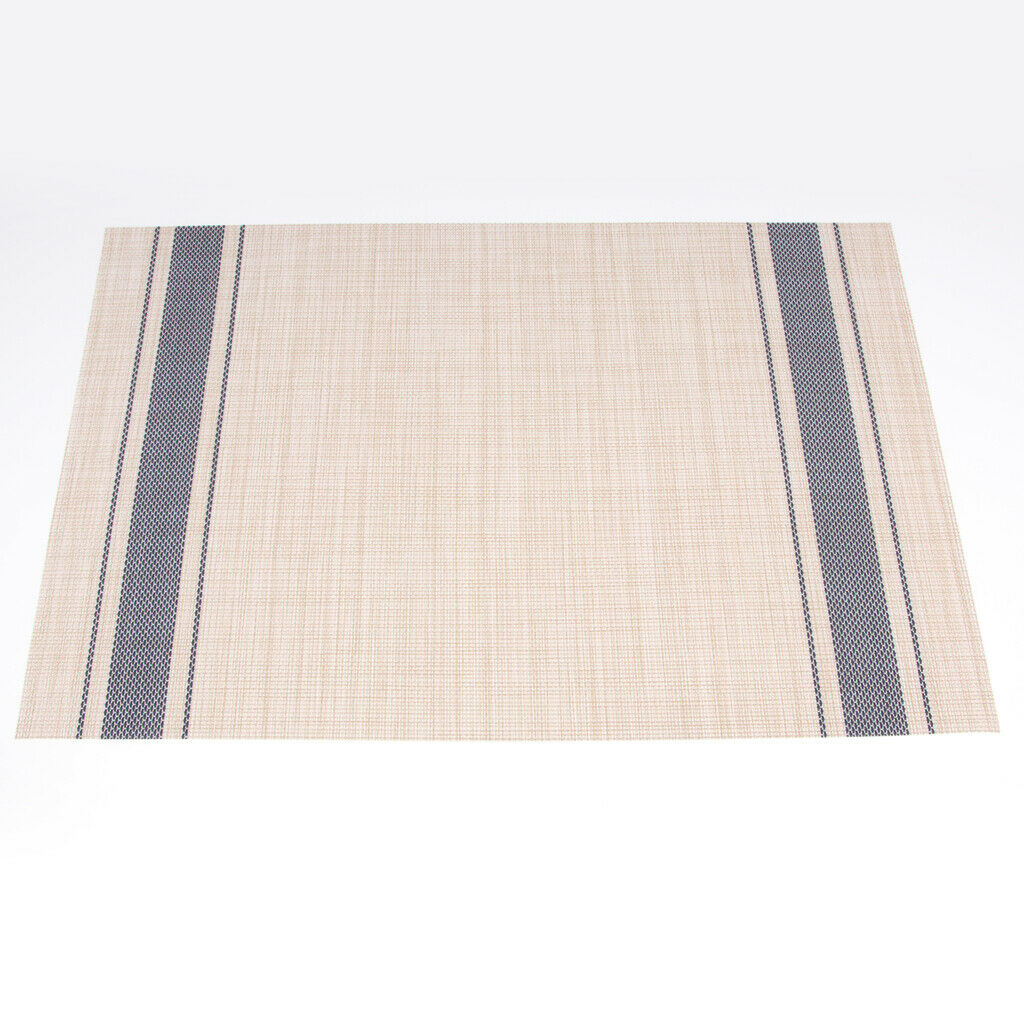 4-piece PVC Stripe Braided Insulated Mat Kitchen Dining Table Placemat Blue