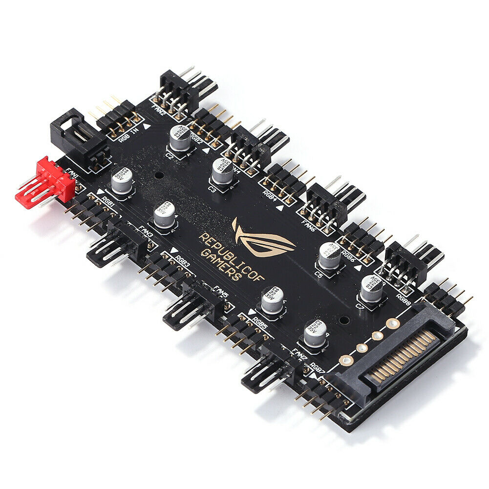 1 To 8 Multi Way Splitter RGB PWM HUB 12V/4 Pin for Fan Motherboard (SATA)