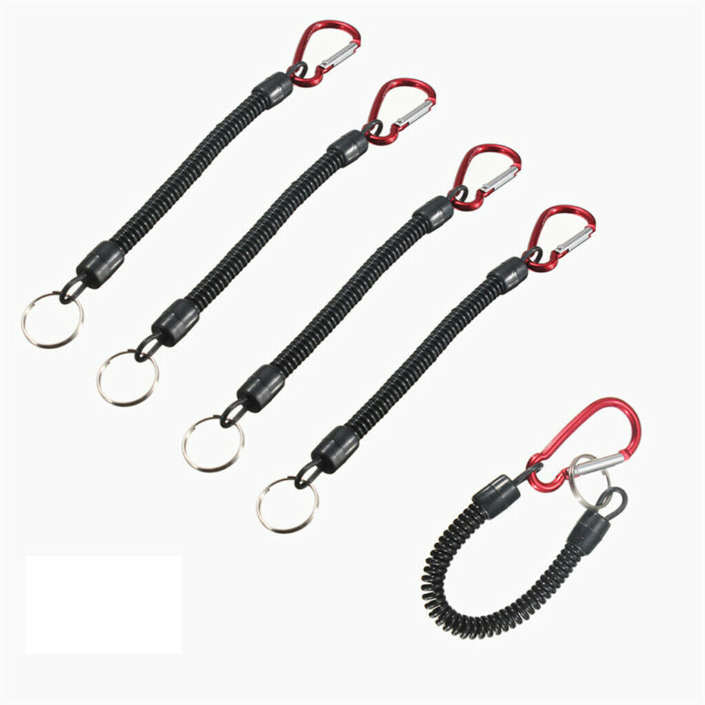 5pcs Retractable Fishing Lanyards Coiled Tether Secure Tackle Tools Red