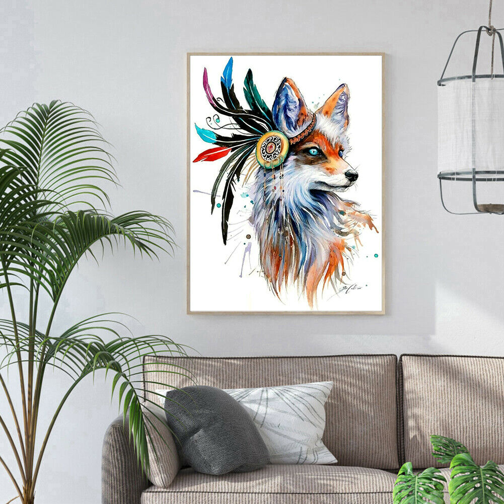 Wolf 5D DIY Part Drill Special Shaped Diamond Painting Color Cross Stitch @