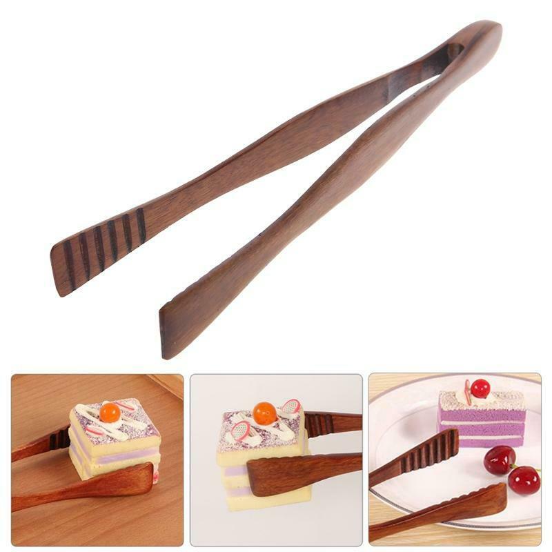 Natural Wooden Food Tongs Toast Bacon Steak Pastry Clamp Bread Clip Kitchen Tool