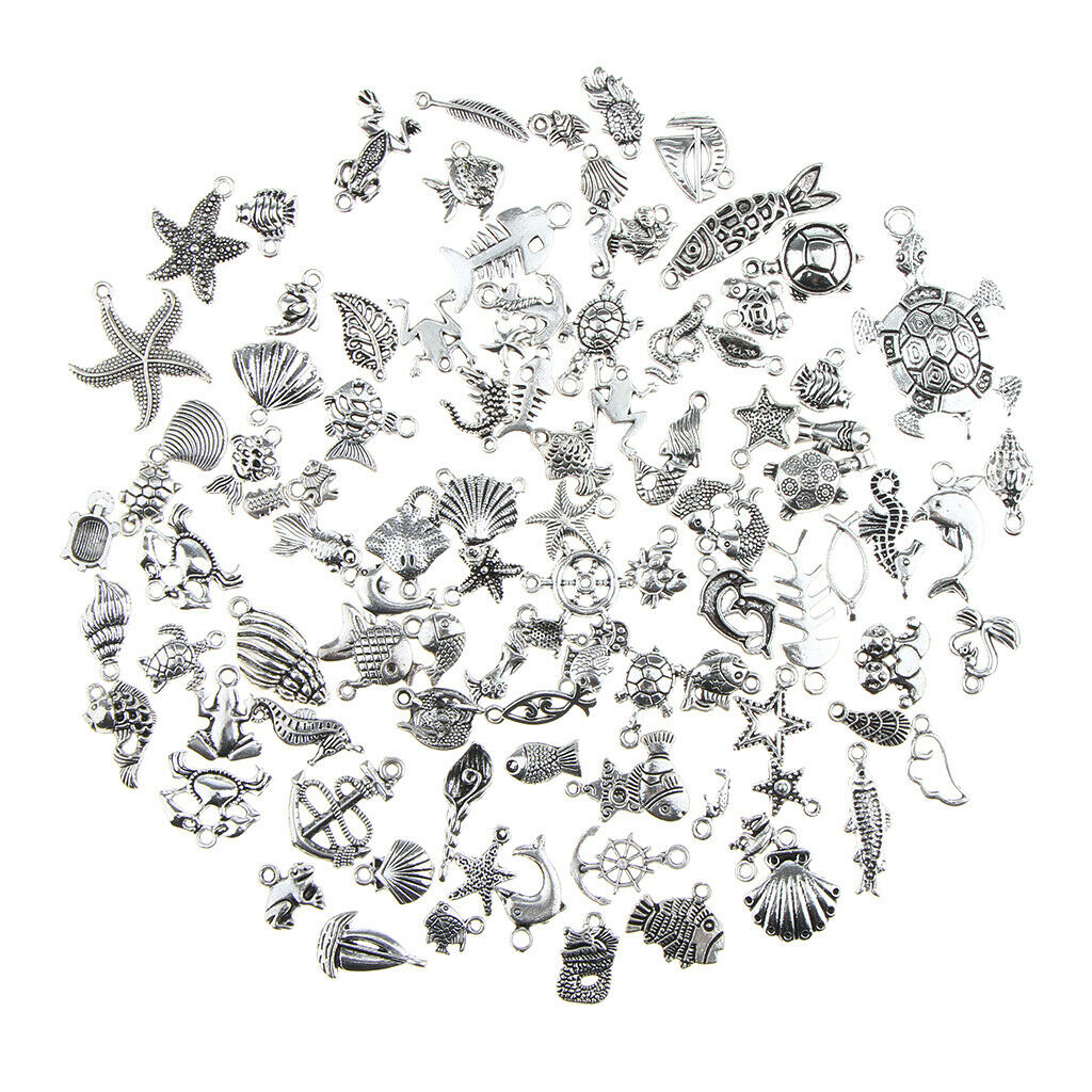 100 Pieces Mixed DIY Ocean Fish & Sea Creatures Charms Pendants Jewelry Making